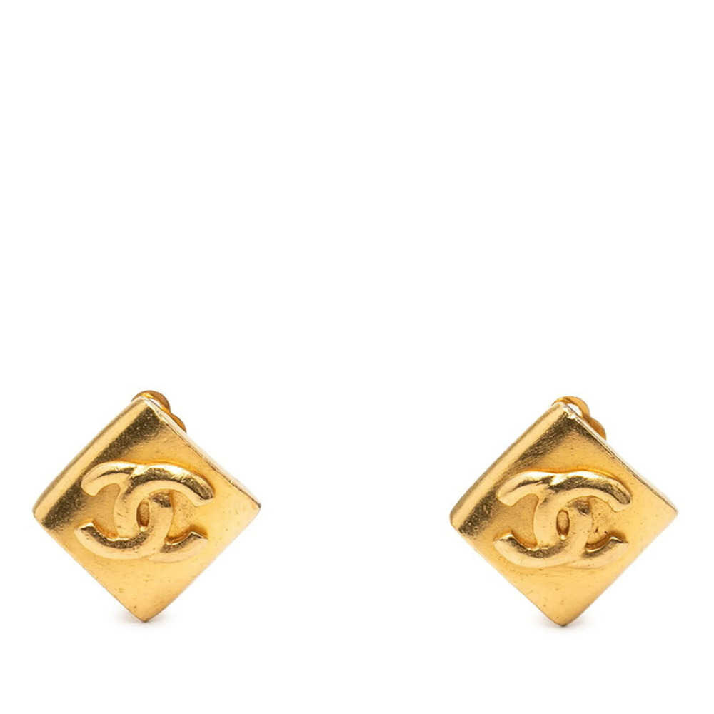 CHANEL Vintage Gold Logo Earrings - Picture 1 of 3